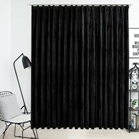 VidaXL Gordijn verduisterend met haken 290x245 cm fluweel zwart - thumbnail