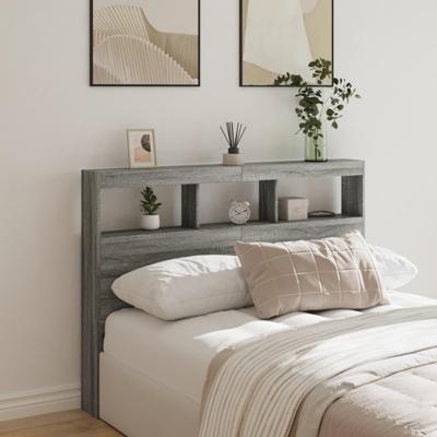 Hoofdbordkast met LED-verlichting 140x17x102 cm grijs sonoma Hoofdbordkast met LED-verlichting 140x17x102 cm grijs sonoma