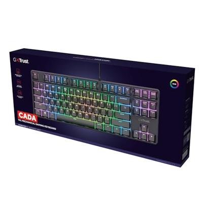 Trust gxt 864 cada compact mechanisch tkl-gamingtoetsenbord, gaming toetsenbord (zwart, us lay-out, huano brown, rgb)