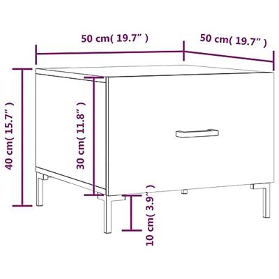 Salontafels 2 st 50x50x40 cm bewerkt hout wit