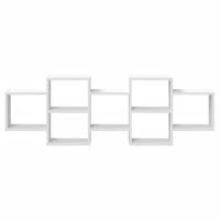 Wandschap 129x18x42 cm bewerkt hout wit - thumbnail