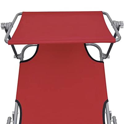 VidaXL Ligbed inklapbaar met luifel aluminium rood