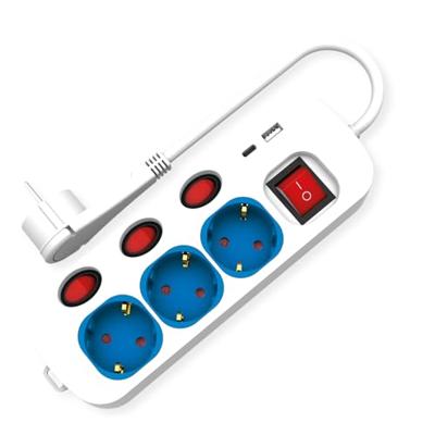 ROLINE 3-voudige stekkerdoos met schakelaar, USB oplader A+C, 3 m
