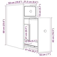 Badkamerkast smal met wielen bewerkt hout oud houtkleurig - thumbnail