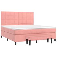 Boxspring met matras fluweel roze 200x200 cm - thumbnail