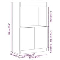 Hoge kast 63x33x100 cm bewerkt hout grijs sonoma eikenkleurig - thumbnail