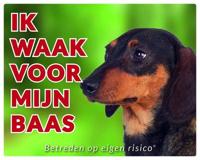 Teckel Waakbord - Ik waak voor mijn baas Korthaar - thumbnail