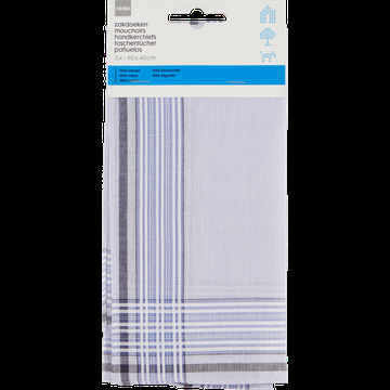 HEMA Zakdoeken blauw 40x40 - 3 stuks (blauw)