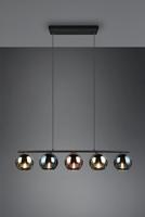 Trio Design hanglamp Sheldon zwart met smoke glas R31305017 - thumbnail