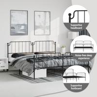 Bedframe met hoofd- en voeteneindemetaal zwart 193x203 cm - thumbnail