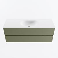 MONDIAZ VICA 130cm badmeubel onderkast Army 2 lades. Wastafel MOON midden 1 kraangat, kleur Talc. - thumbnail