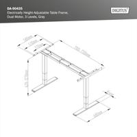 Digitus Zit-sta-bureauframe Elektrisch in hoogte verstelbaar Hoogte: 620 tot 1270 mm (b x d) 1700 mm x 680 mm Grijs DA-90435 DA-90435 - thumbnail