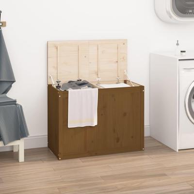 Wasmand 88,5x44x66 cm massief grenenhout honingbruin Wasmand 88,5x44x66 cm massief grenenhout honingbruin
