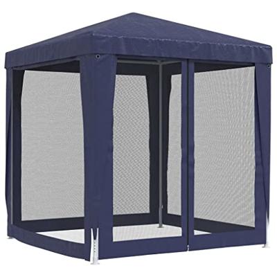 Partytent met 4 mesh zijwanden 2x2 m HDPE blauw - thumbnail