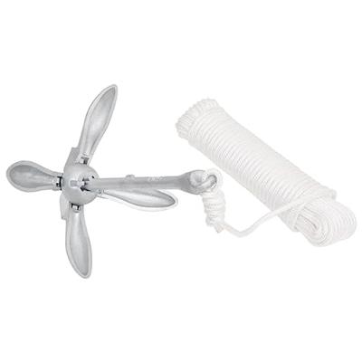 VidaXL Anker met touw inklapbaar 3,2 kg smeedijzer zilverkleurig