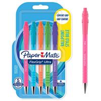 Paper Mate balpen Flexgrip Ultra RT Brights, medium, blauwe inkt, blister van 5 stuks, assorti - thumbnail