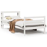 Bedframe zonder matras massief grenenhout wit 140x200 cm - thumbnail