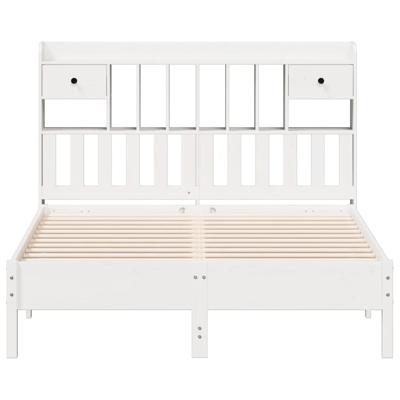 Bed met boekenkast zonder matras grenenhout wit 150x200 cm