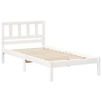 Bedframe met hoofdeinde Wit 90 x 190 cm Massief grenenhout - thumbnail