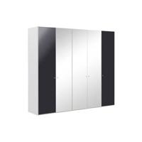 Goossens Kledingkast Easy Storage Ddk, Kledingkast 253 cm breed, 220 cm hoog, 4x draaideur en 1x spiegel draaideur midden - thumbnail