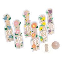 Classic World houten bowlingset bloemen, 14dlg, - thumbnail