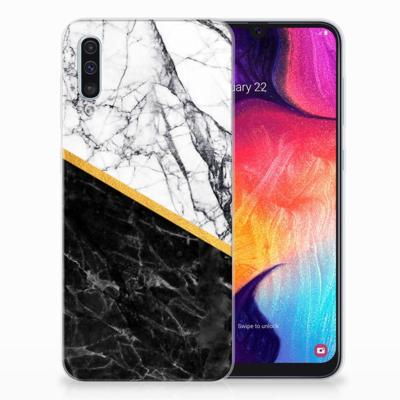 Samsung Galaxy A50 | TPU | Siliconen hoesje | Marmer Wit Zwart - Origineel Cadeau Man Samsung Galaxy A50 | TPU | Siliconen hoesje | Marmer Wit Zwart - Origineel Cadeau Man