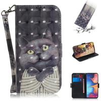3D gekleurde tekening knuffel kat patroon horizontale Flip lederen case voor Galaxy A20e met houder & card slots & portemonnee - thumbnail