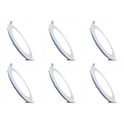 LED Downlight Slim 6W - Rond Ø120mm - Koud Wit 6400K - 6 Pack