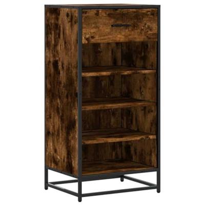 Schoenenrek 48x38x97,5 cm bewerkt hout gerookt eikenkleurig Schoenenrek 48x38x97,5 cm bewerkt hout gerookt eikenkleurig