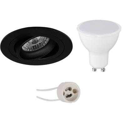 GU10 Inbouwspot Set - Mat Zwart - Inbouw Rond - Kantelbaar - Pragmi Alpin Pro - 4W - Helder/Koud Wit 6400K - Ø92mm