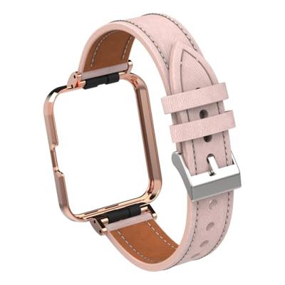 By Qubix - Leren band met case - Roze - Xiaomi Redmi Watch 2 (Lite)