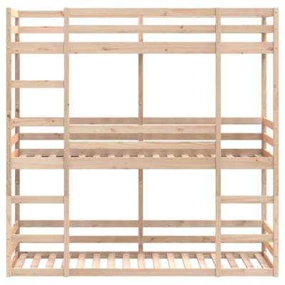 Stapelbed 3-persoons massief grenenhout 90x190 cm