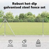 VidaXL Afrasteringspaal zilver 10 x 0,8 m (36 mm gaas) staal - thumbnail