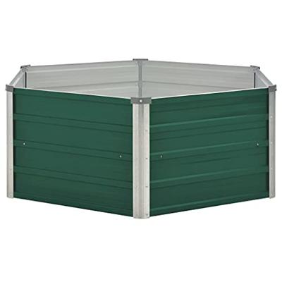 VidaXL Plantenbak verhoogd 129x129x46 cm gegalvaniseerd staal groen VidaXL Plantenbak verhoogd 129x129x46 cm gegalvaniseerd staal groen