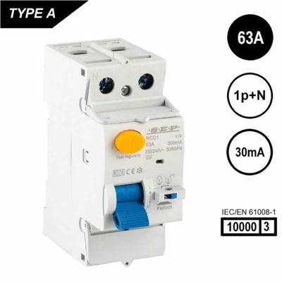 SEP RCD1 Type A aardlekschakelaar 2p 63A 30mA 10kA