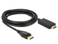Delock 85318 DisplayPort-kabel DisplayPort / HDMI Aansluitkabel DisplayPort-stekker, HDMI-A-stekker 3 m Zwart Vergulde steekcontacten, Verdraaid, Afgeschermd - thumbnail