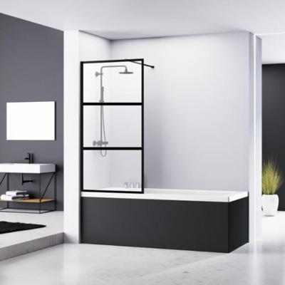 Badwand Van Rijn ST04 Helder Glas 8 mm 3 Delen Aluminium Zwart Profiel 80x160 cm Badwand Van Rijn ST04 Helder Glas 8 mm 3 Delen Aluminium Zwart Profiel 80x160 cm