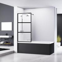 Badwand Van Rijn ST04 Helder Glas 8 mm 3 Delen Aluminium Zwart Profiel 80x160 cm - thumbnail