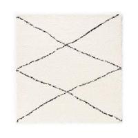 Boho&me Vierkant hoogpolig vloerkleed ruit Artisan - wit|zwart - - thumbnail