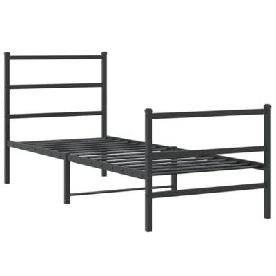 Bedframe met hoofd- en voeteneinde metaal zwart 80x200 cm