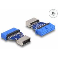 DeLOCK usb 3.2 gen 1 adapter pin header female to internal key a female (blauw) - thumbnail