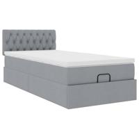 Ottoman bed met matras en LED's 100x200 cm stof lichtgrijs - thumbnail