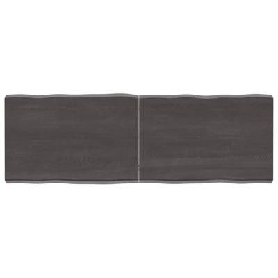 Tafelblad natuurlijke rand 120x40x(2-4)cm eikenhout donkerbruin