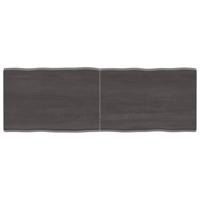 Tafelblad natuurlijke rand 120x40x(2-4)cm eikenhout donkerbruin - thumbnail