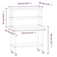VidaXL Keukenwerktafel met bovenschap 110x55x150 cm roestvrij staal - thumbnail
