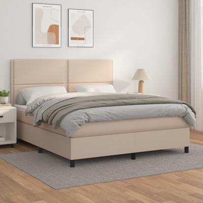 Boxspring met matras kunstleer cappuccinokleurig 180x200 cm - thumbnail