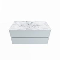 MONDIAZ VICA-DLUX 100cm badmeubel onderkast Clay 2 lades. Inbouw wastafel CLOUD links zonder kraangat, kleur Glace. - thumbnail