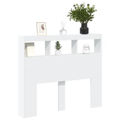 Hoofdbordkast met LED-verlichting 120x17x102 cm wit