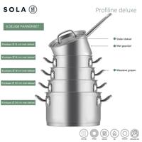 Sola Pannenset Profiline Deluxe - RVS - Kookpan ø 16, 18, 20, 24 cm & Steelpan ø 16 cm - Inductie geschikt - 5 Delig - thumbnail