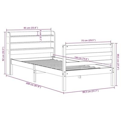 Bedframe zonder matras massief grenenhout wasbruin 75x190 cm